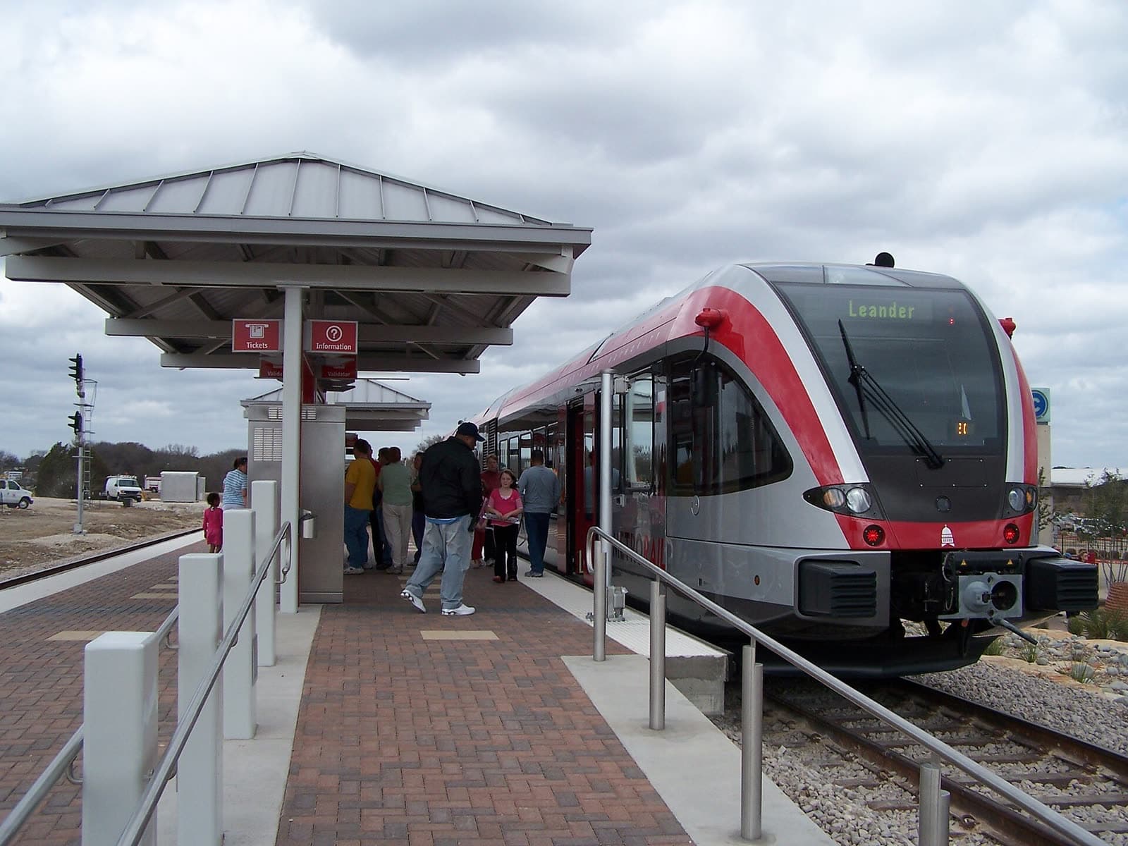 A MetroRail train at Leander station